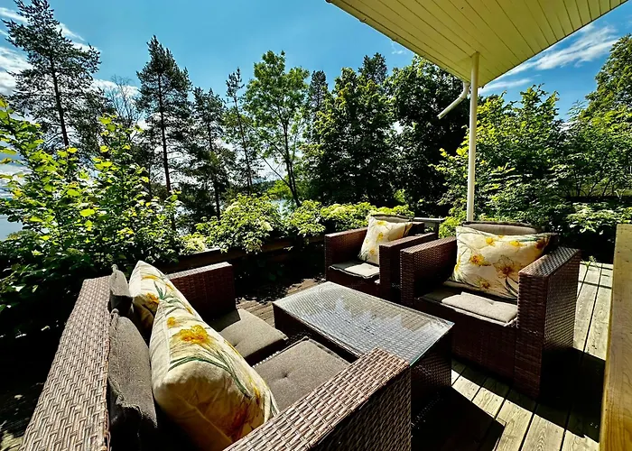 Waterfront House With Sun Day